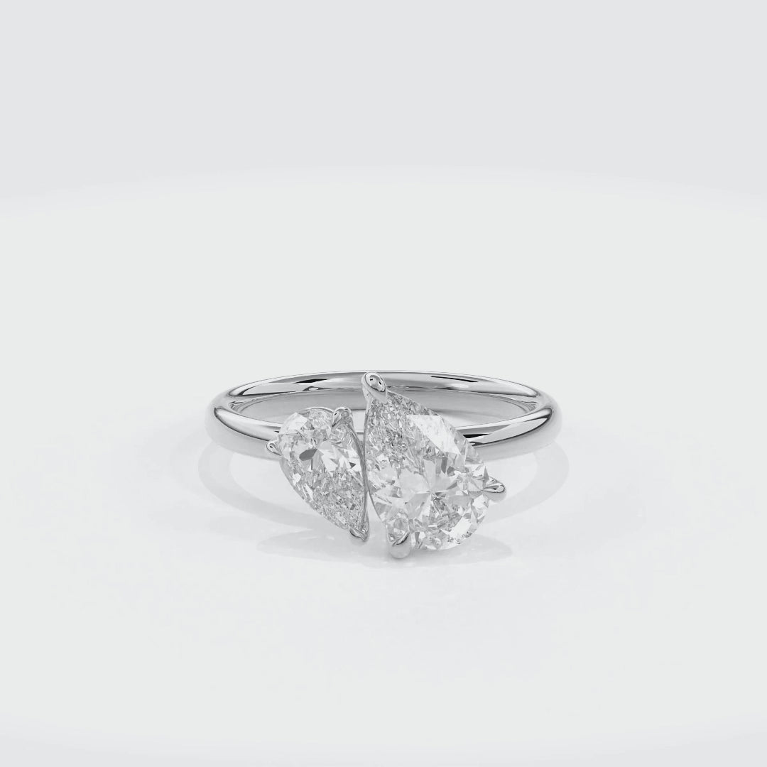 Callisto Two Stones Engagement Ring Pear•White Gold