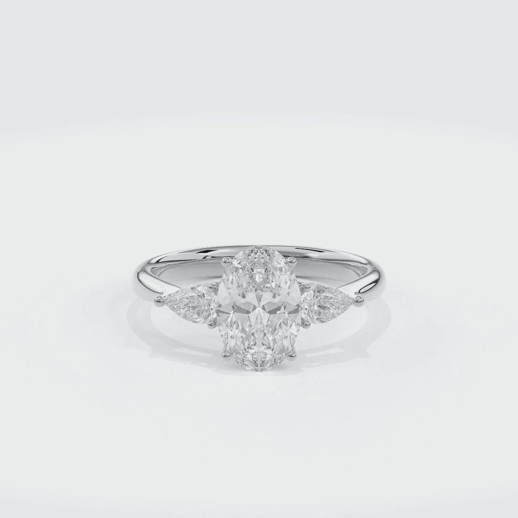 Daphnis Three Stones Engagement Ring Oval•White Gold