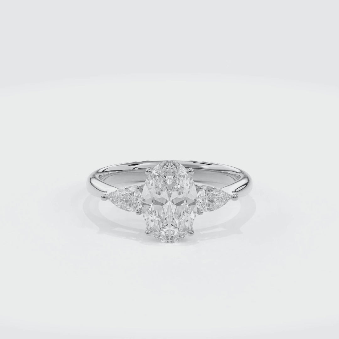 Daphnis Three Stones Engagement Ring Oval•White Gold
