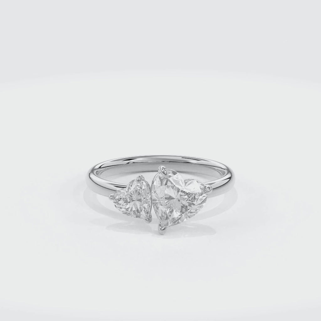 Callisto Two Stones Engagement Ring Heart•White Gold