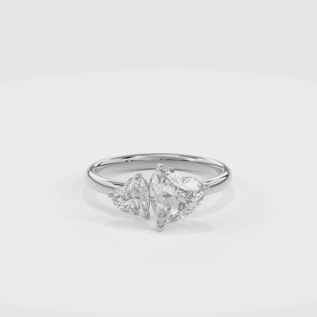 Callisto Two Stones Engagement Ring Heart•White Gold