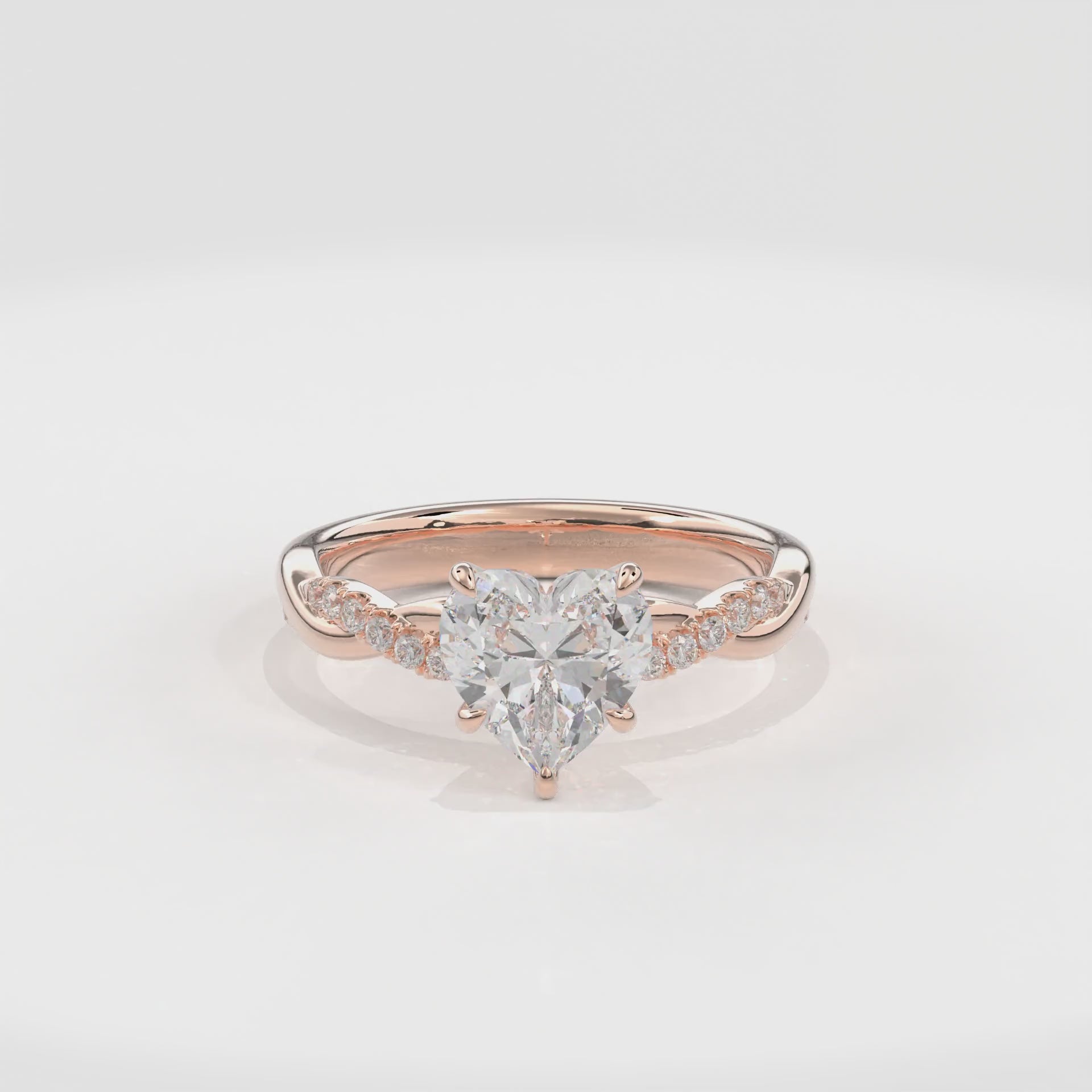 Rhea Twisted Pave Engagement Ring Heart•Rose Gold