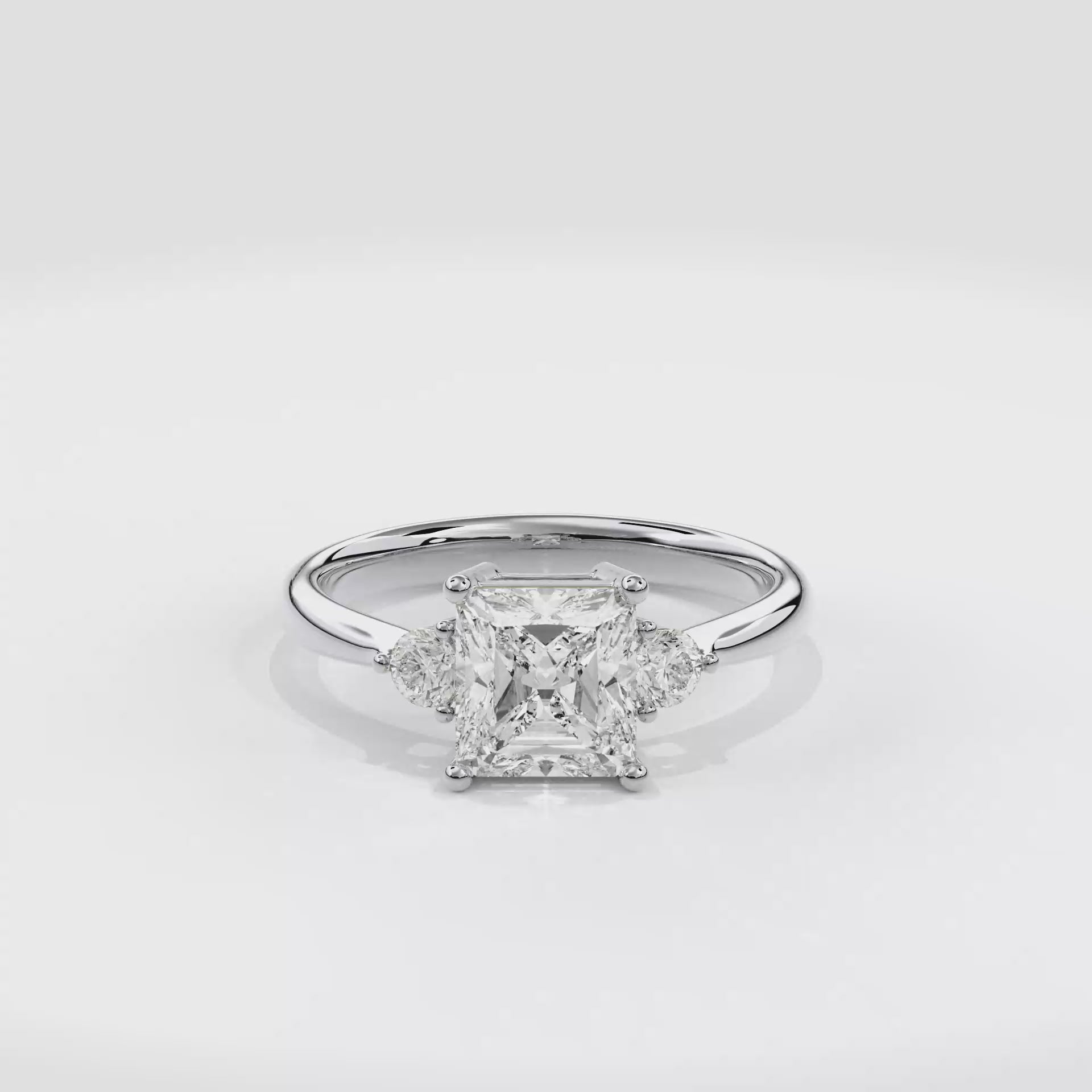 Daphnis Three Stones Engagement Ring Radiant•White Gold