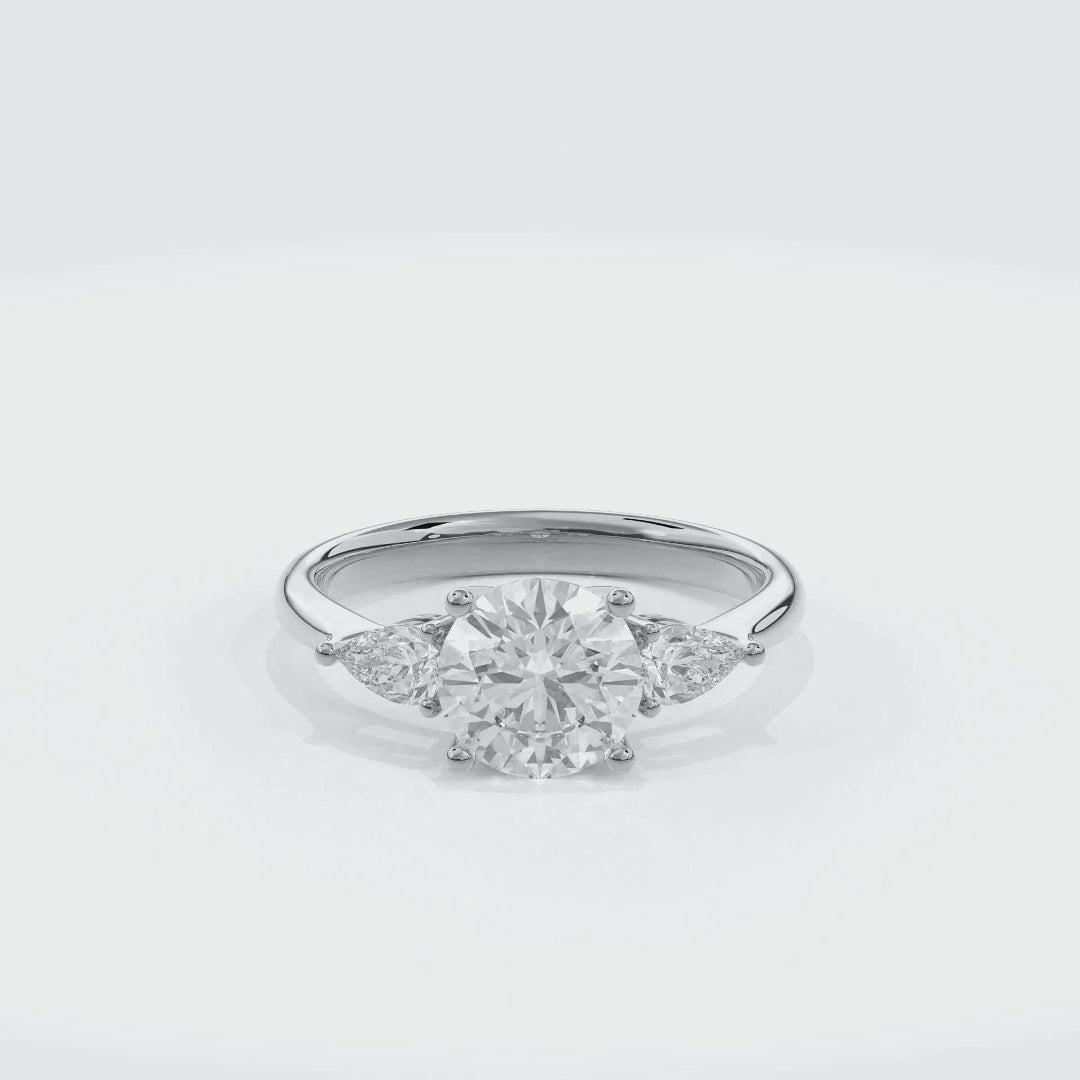 Daphnis Three Stones Engagement Ring Round•White Gold