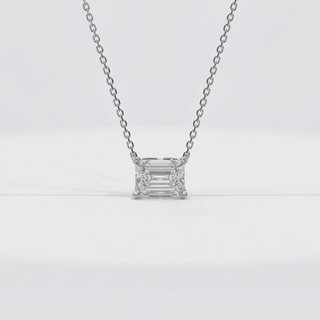 Dia Solitaire Necklace Emerald•White Gold