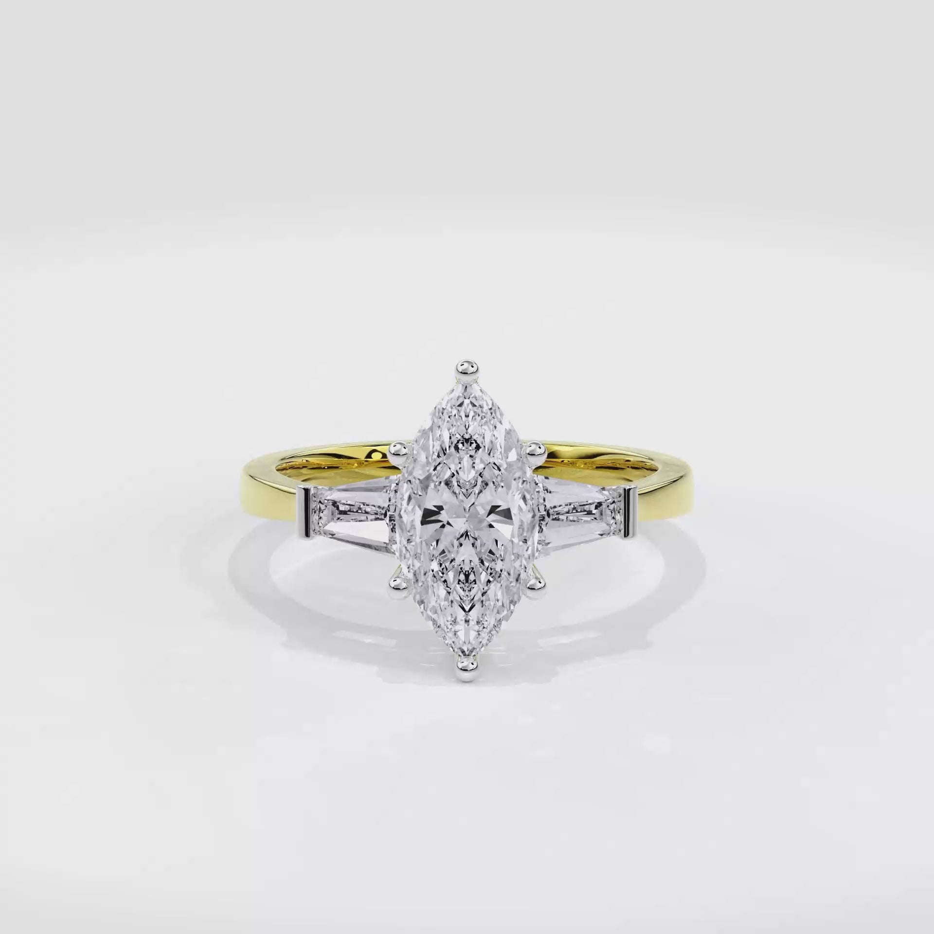 Daphnis Three Stones Engagement Ring Marquise•Yellow Gold