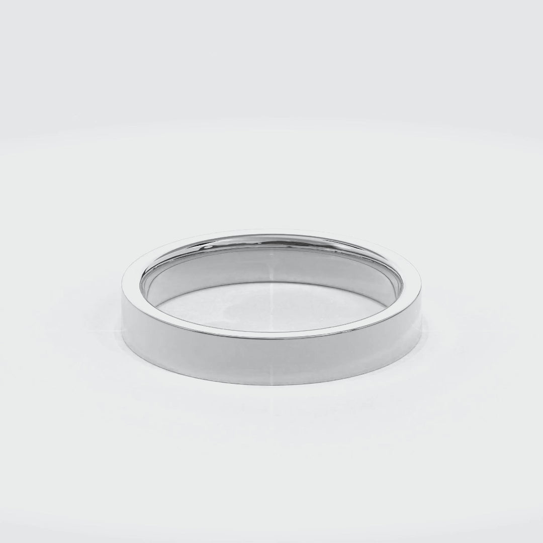 Wedding Bands Flat Band 4mm•White Gold
