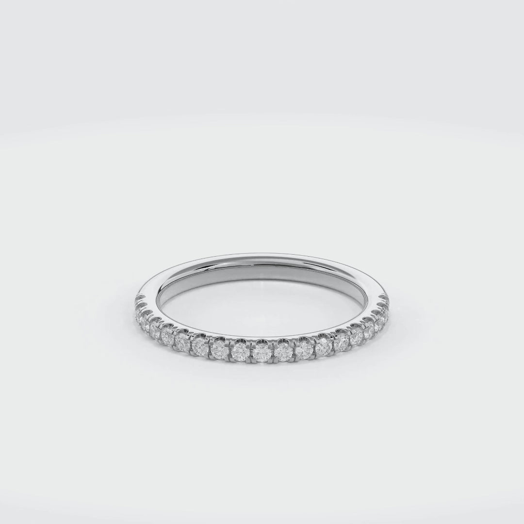Wedding Bands Half Pave Band 1.8mm•White Gold