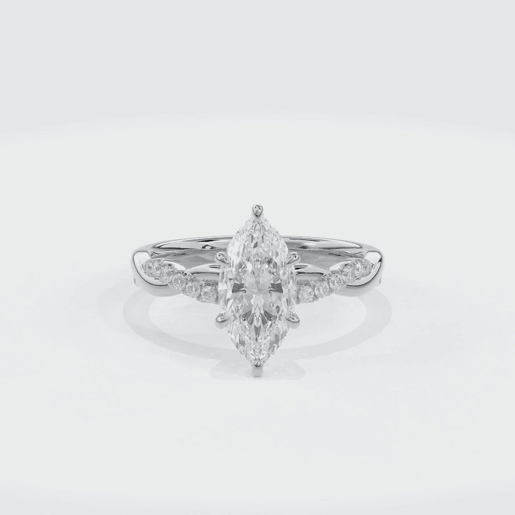 Rhea Twisted Pave Engagement Ring Marquise•White Gold