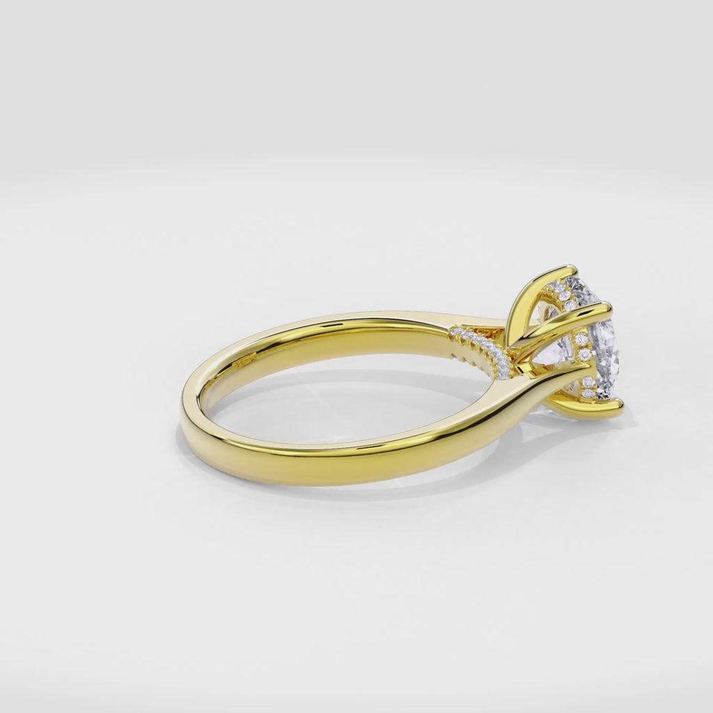 Elara Hidden Halo Salitaire Engagement Ring Round•Yellow Gold