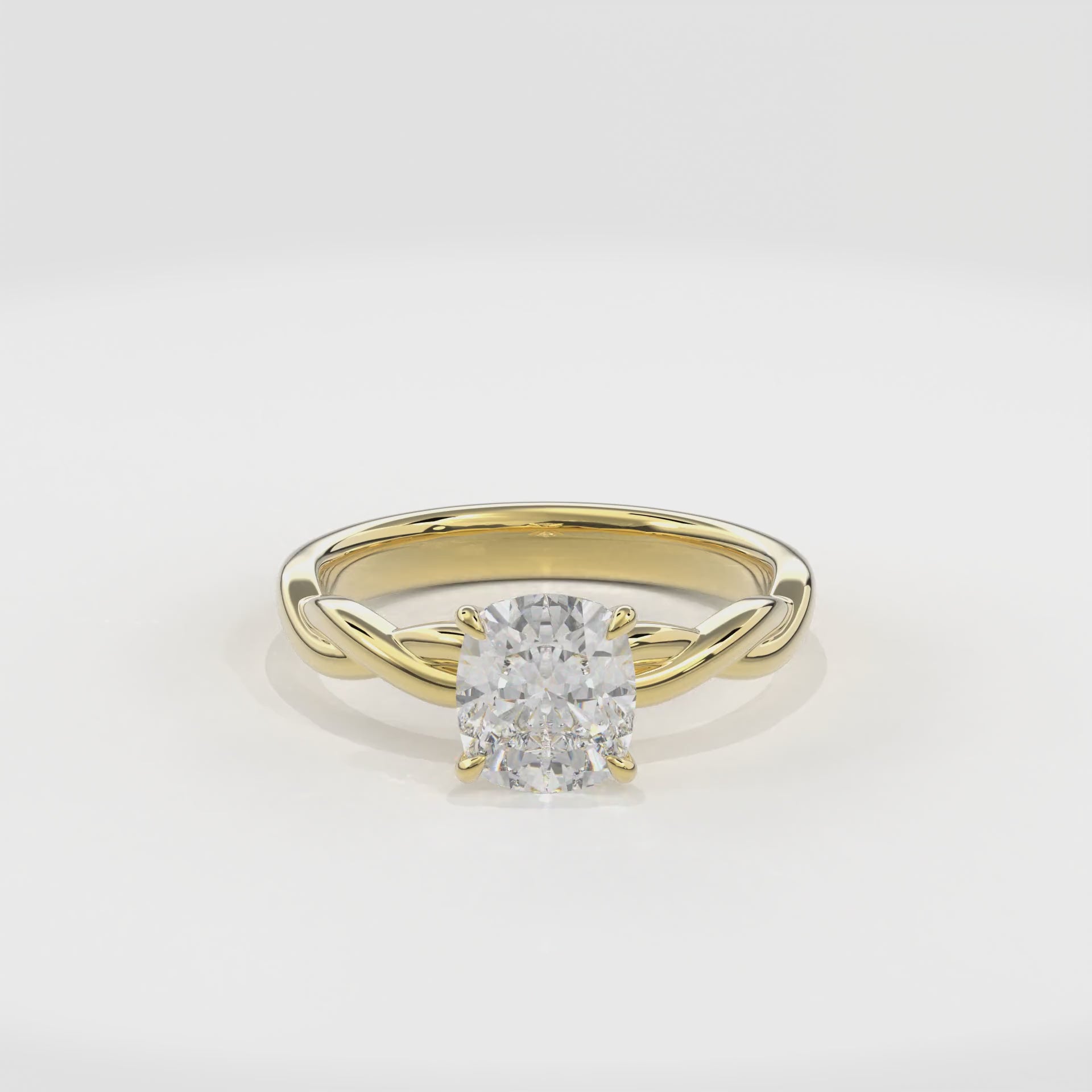 Rhea Twisted Engagement Ring Cushion•Yellow Gold