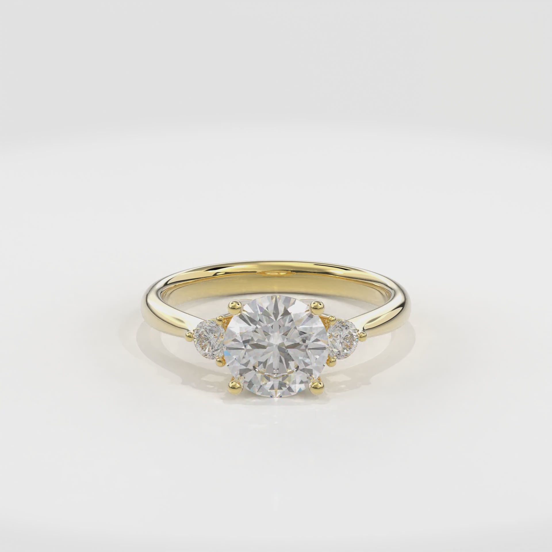 Daphnis Three Stones Engagement Ring Round•Yellow Gold