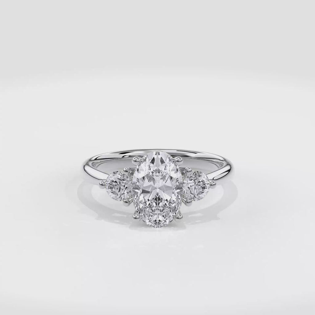 Daphnis Three Stones Engagement Ring Oval•White Gold