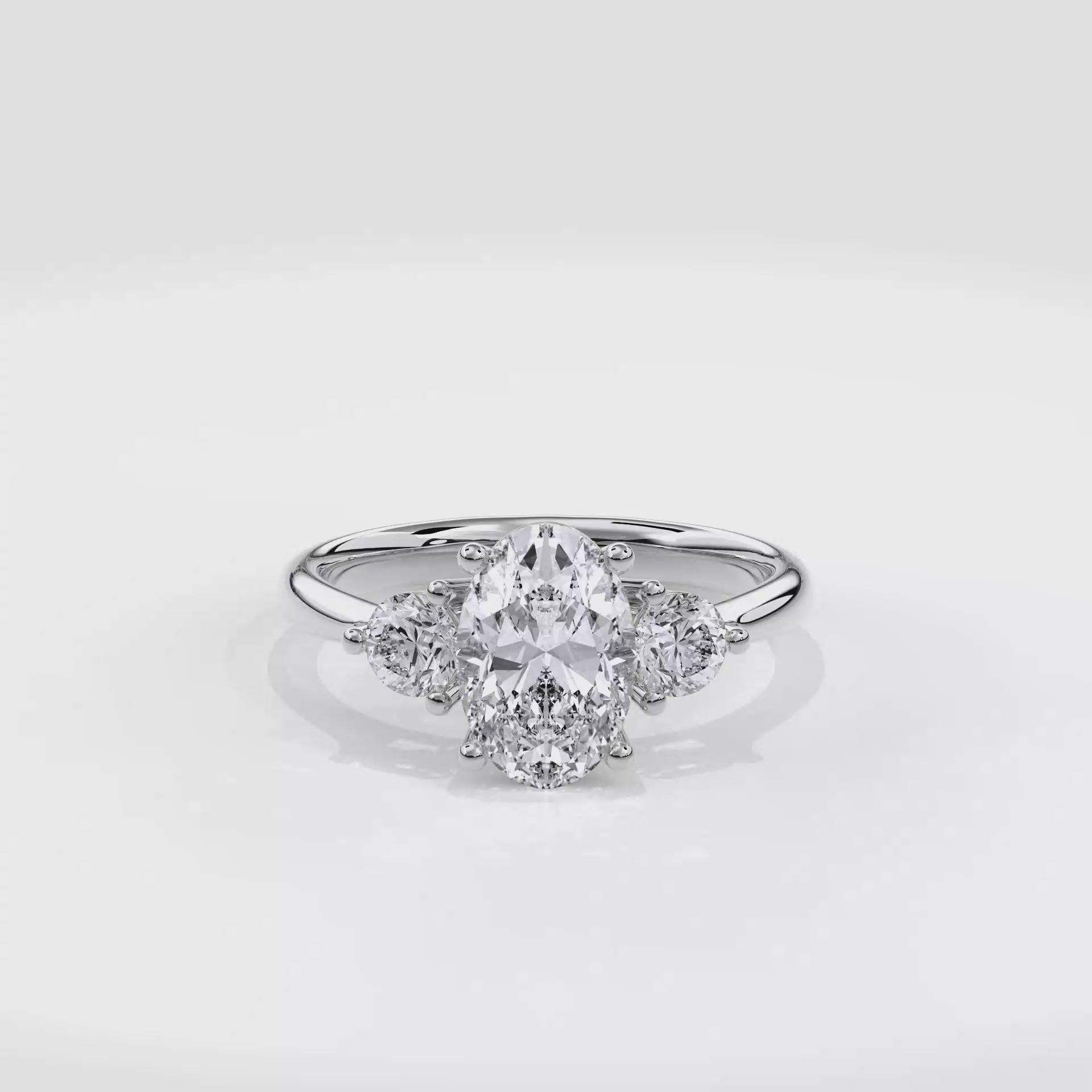 Daphnis Three Stones Engagement Ring Oval•White Gold