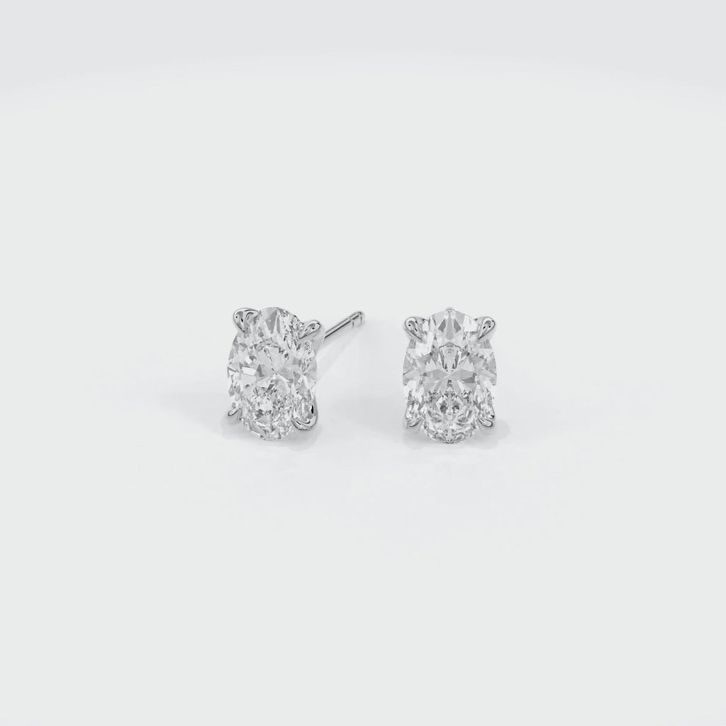 Dia Solitaire Single Stud Earring Oval•White Gold