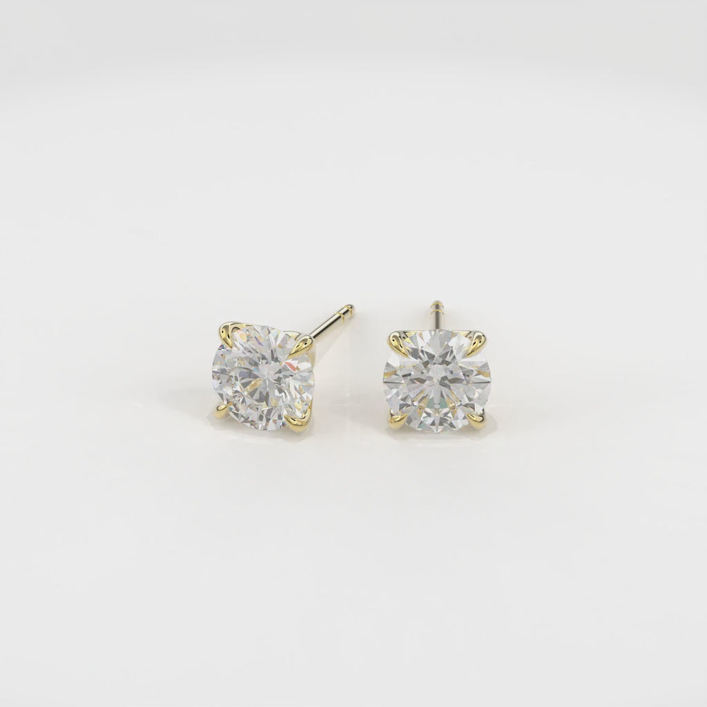 Dia Solitaire Single Stud Earring Round•Yellow Gold