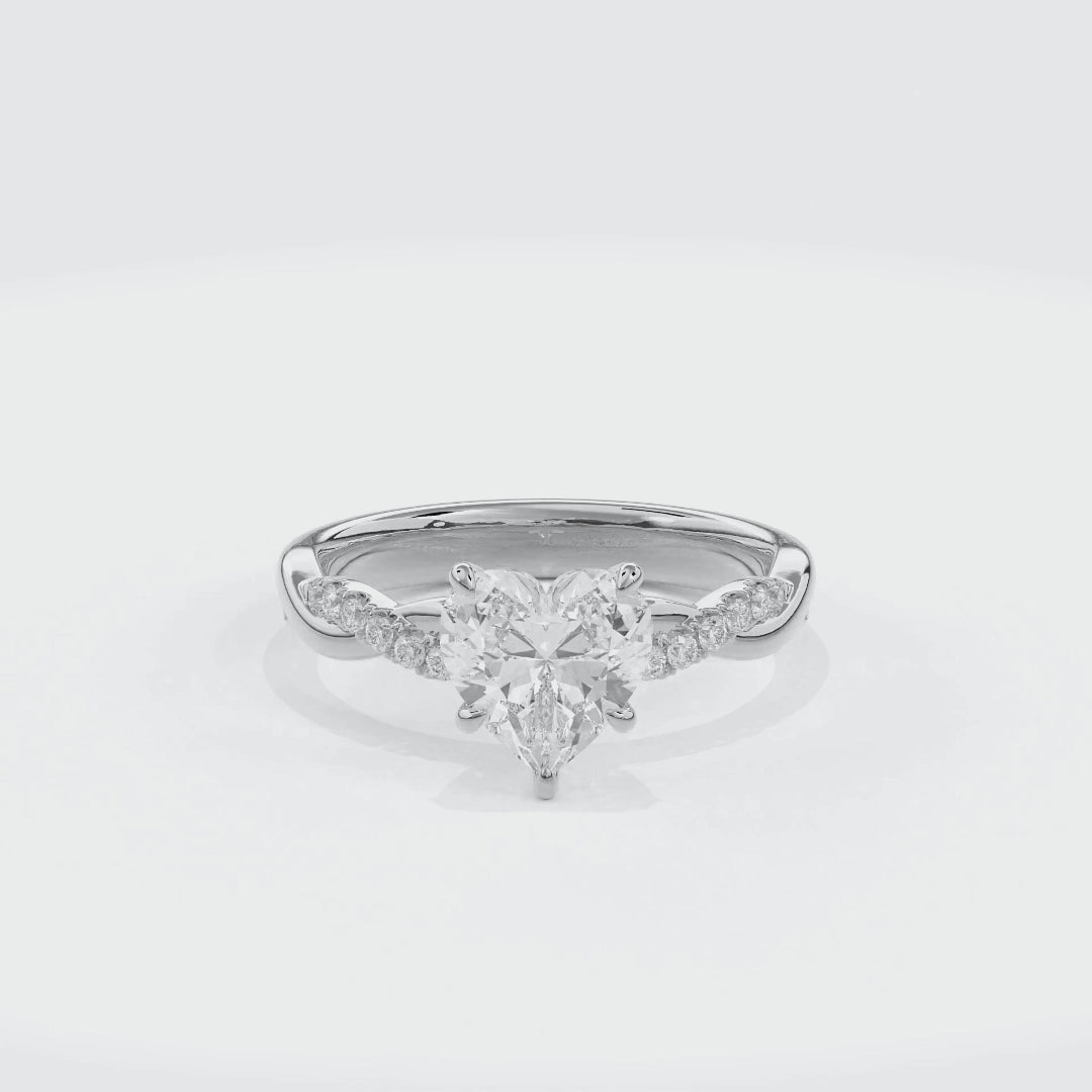 Rhea Twisted Pave Engagement Ring Heart•White Gold