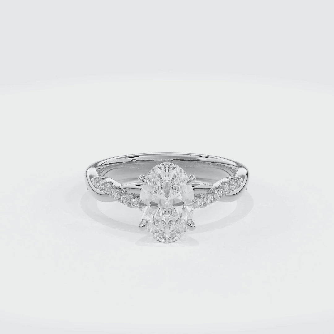 Rhea Twisted Pave Engagement Ring Oval•White Gold
