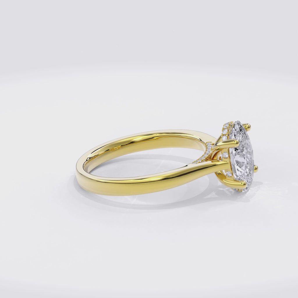Elara Hidden Halo Salitaire Engagement Ring Oval•Yellow Gold