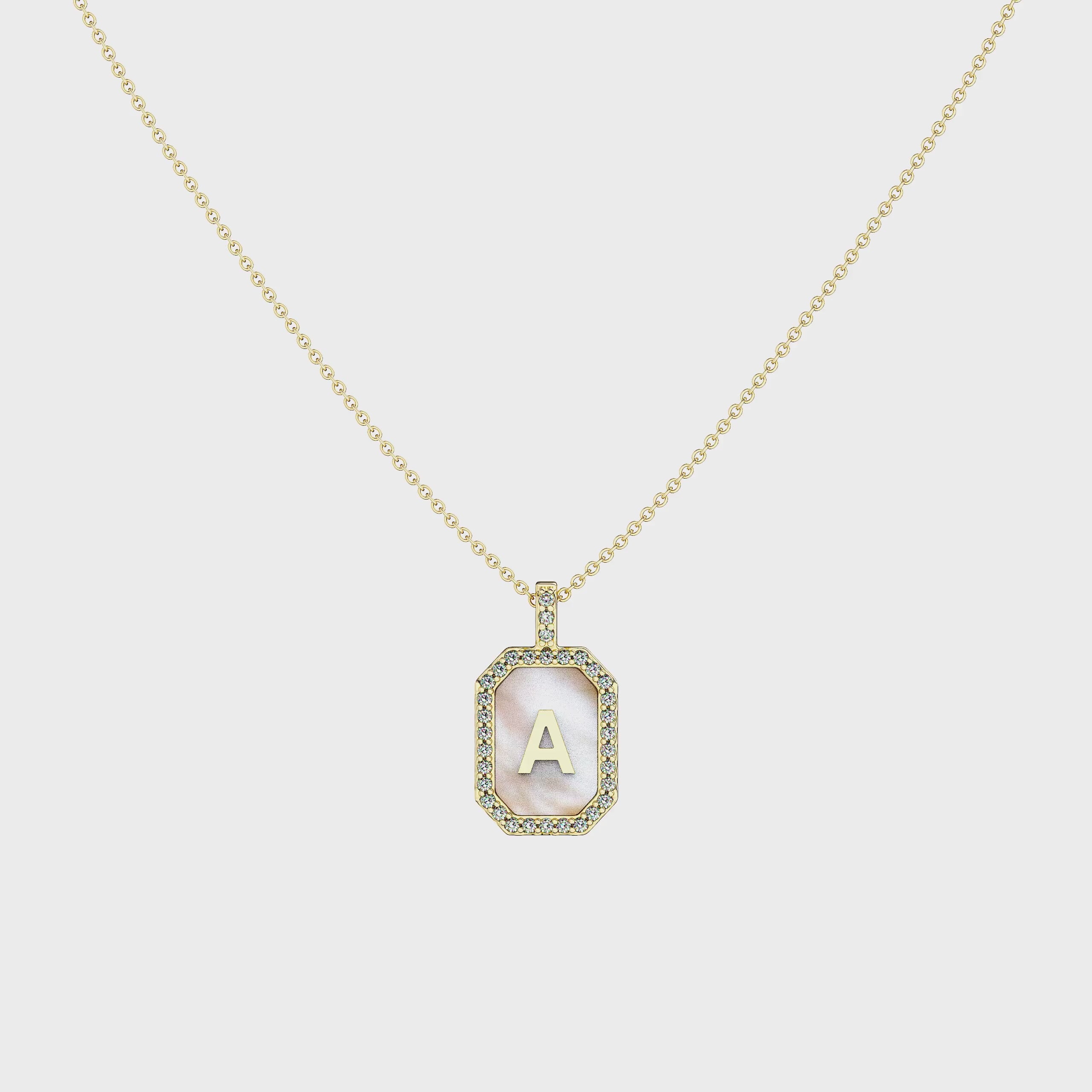 Rhodium Plated Silver Malachite Zodiac & Initial Necklace – Octagon AW24N004R