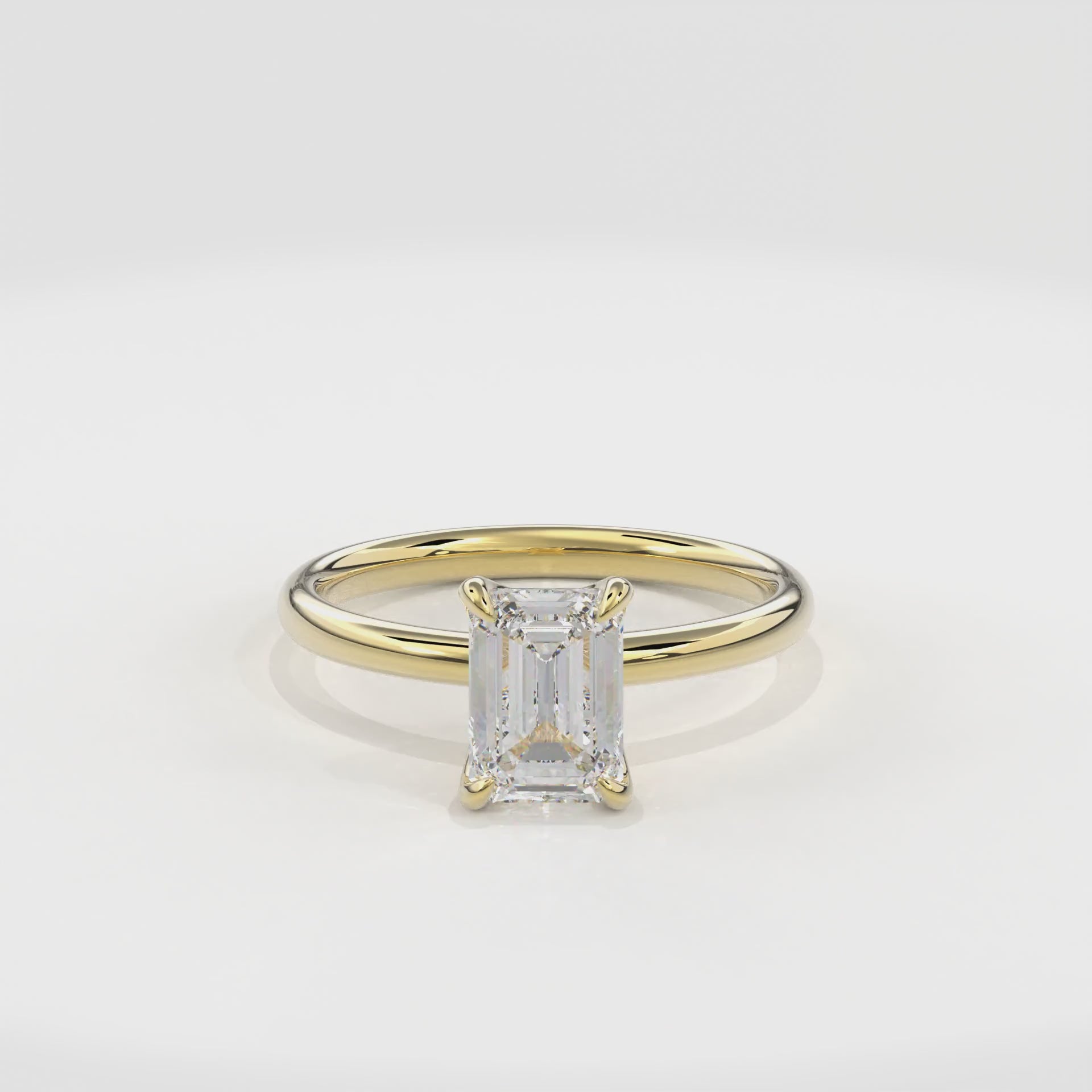 Dia Solitaire Engagement Ring Emerald•Yellow Gold