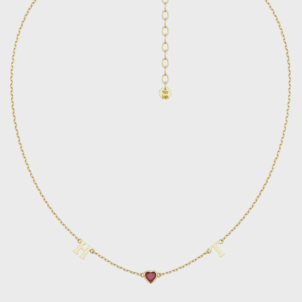 18 Plated Gold July HeartLink Birthstone Necklace SN022G