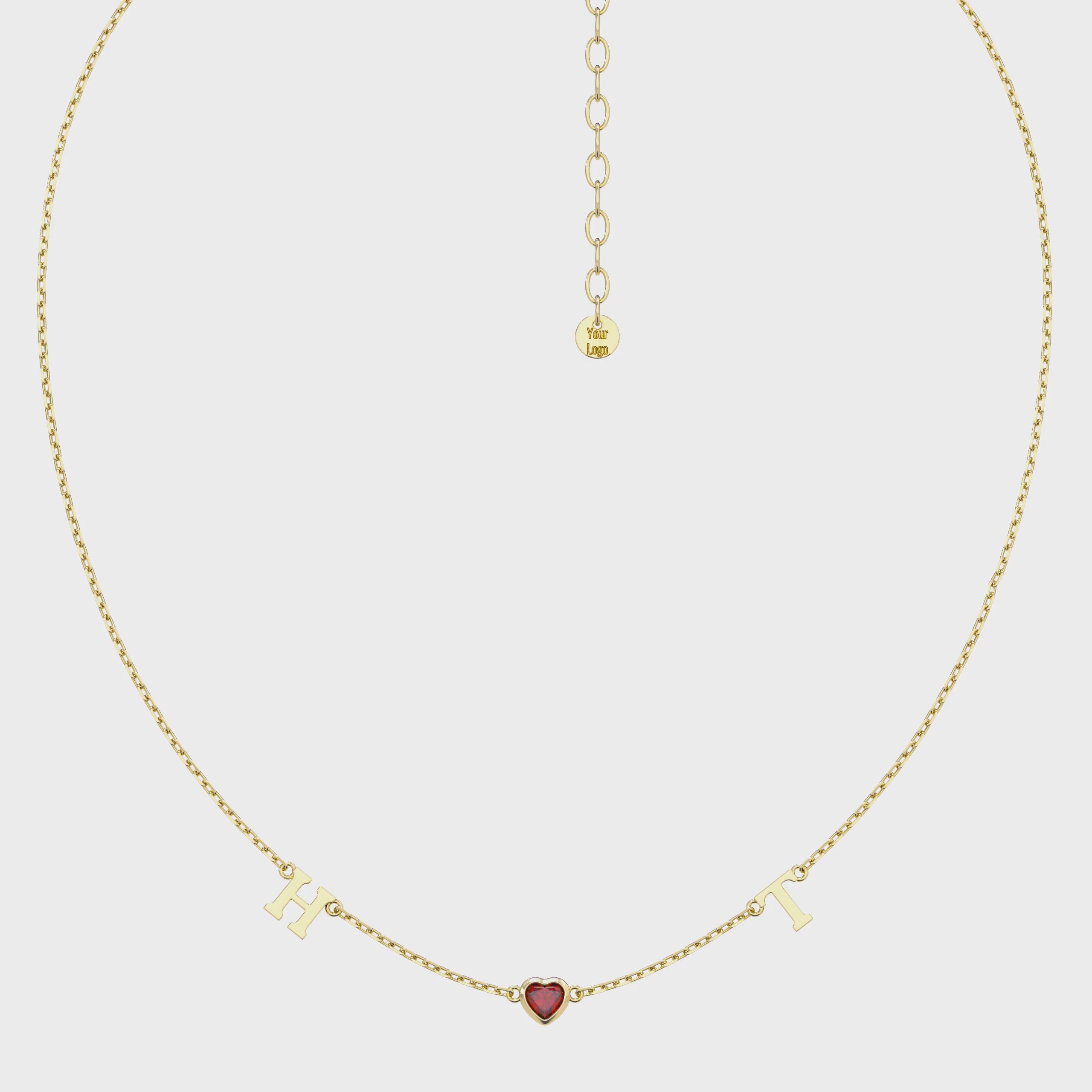 18 Plated Gold July HeartLink Birthstone Necklace SN022G