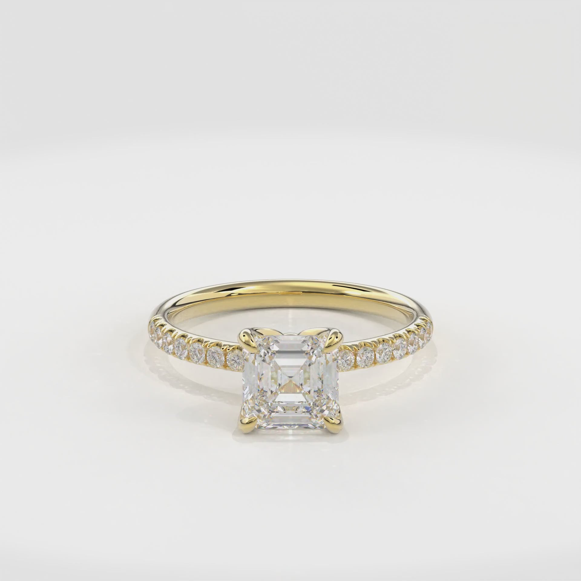 Dia Solitaire Pave Engagement Ring Radiant•Yellow Gold