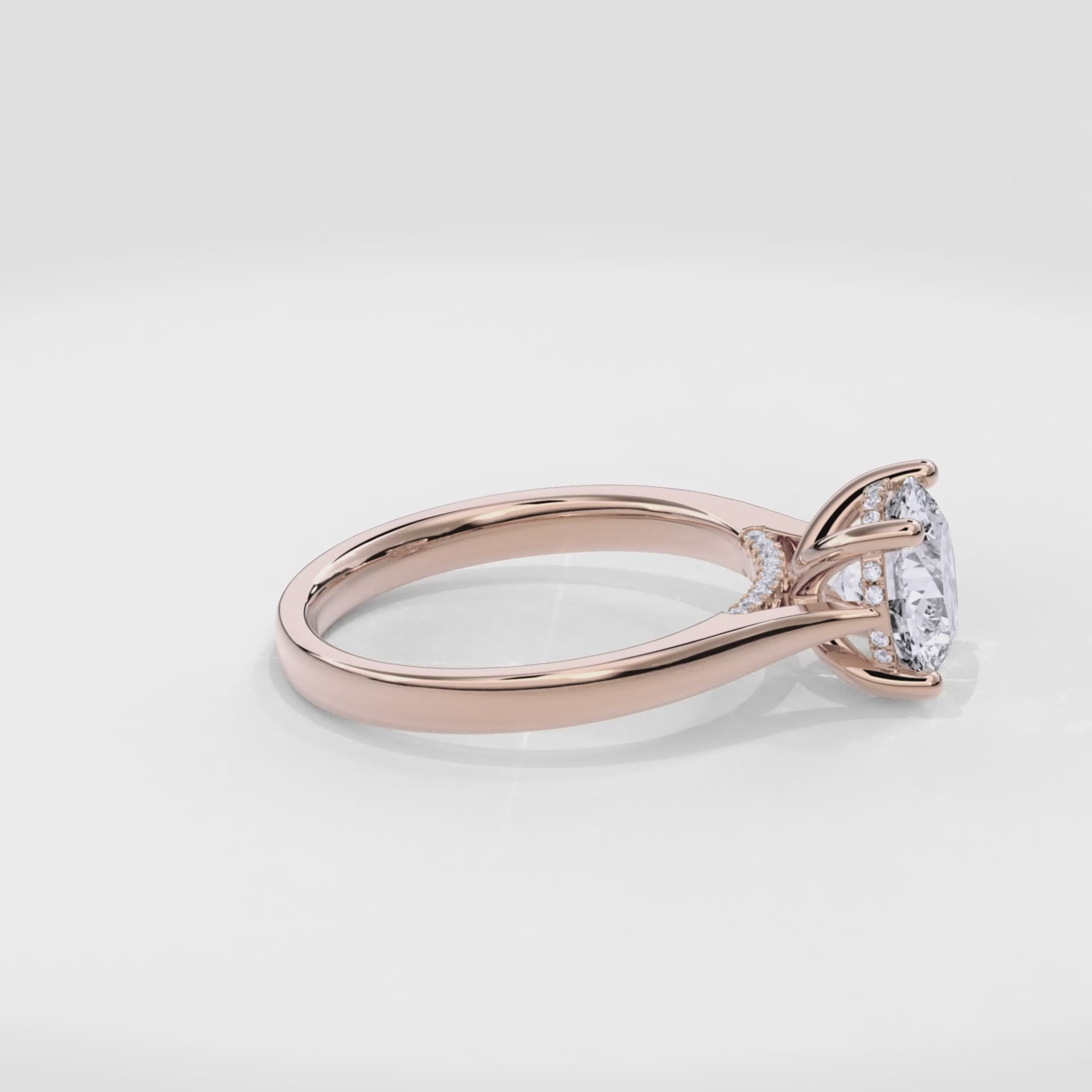 Elara Hidden Halo Salitaire Engagement Ring Round•Rose Gold