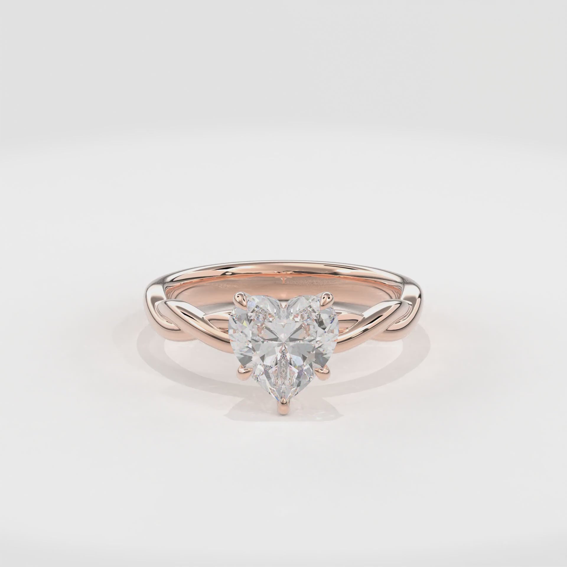 Rhea Twisted Engagement Ring Heart•Rose Gold