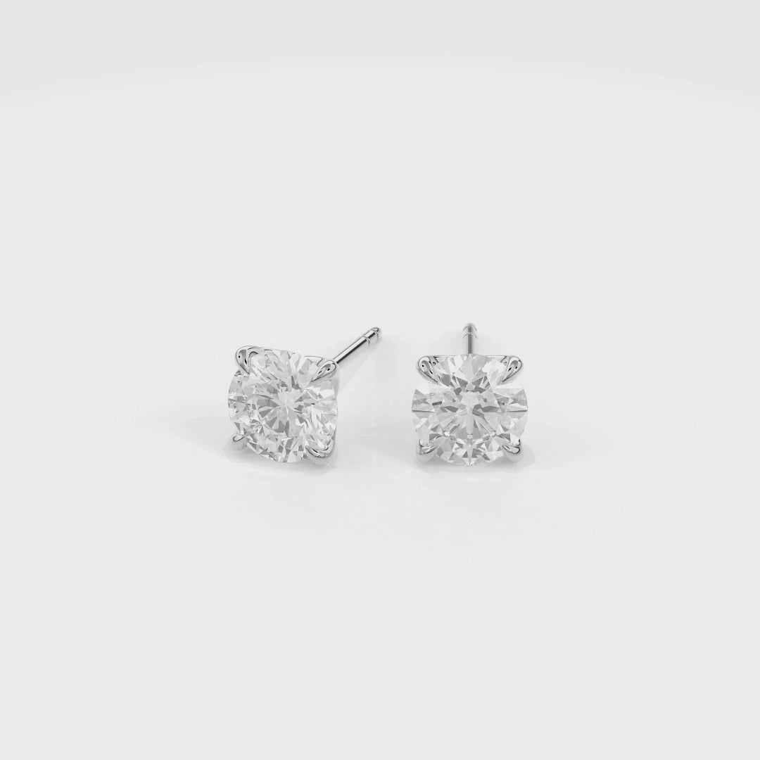 Dia Round LGD Classic Stud Earring in 14K White Gold (Single Earring)