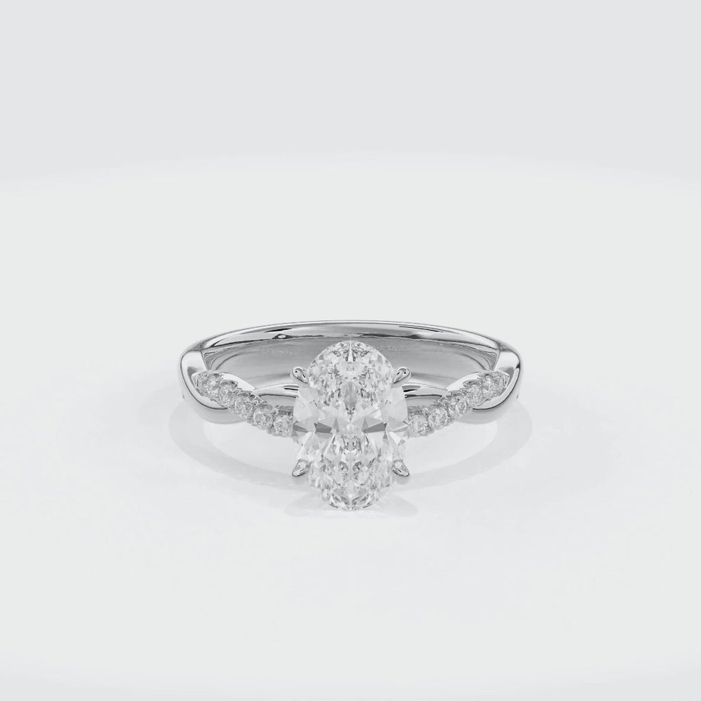 Rhea Twisted Pave Engagement Ring Oval•White Gold