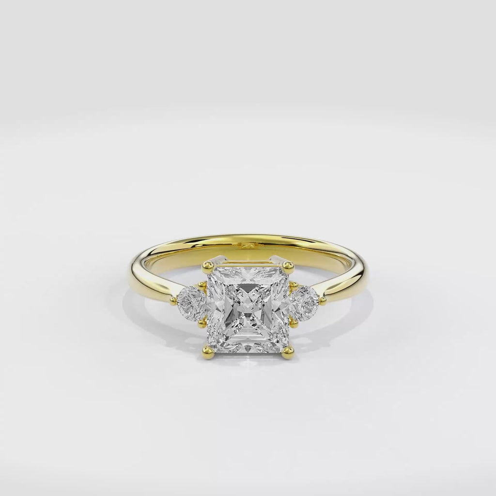 Daphnis Three Stones Engagement Ring Radiant•Yellow Gold