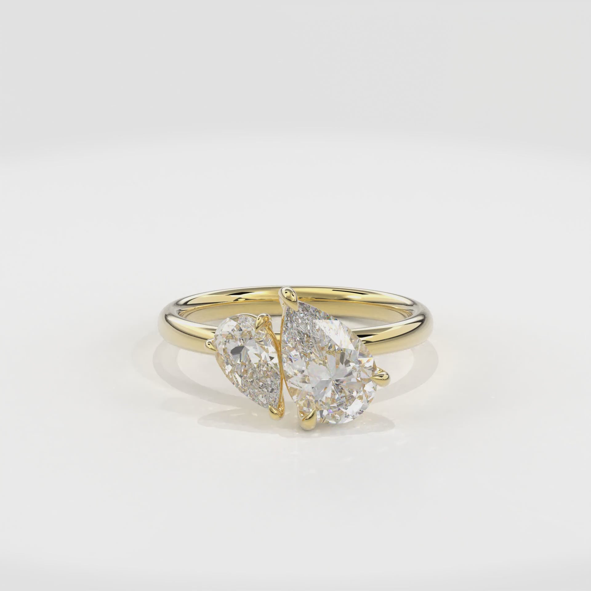 Callisto Two Stones Engagement Ring Pear•Yellow Gold