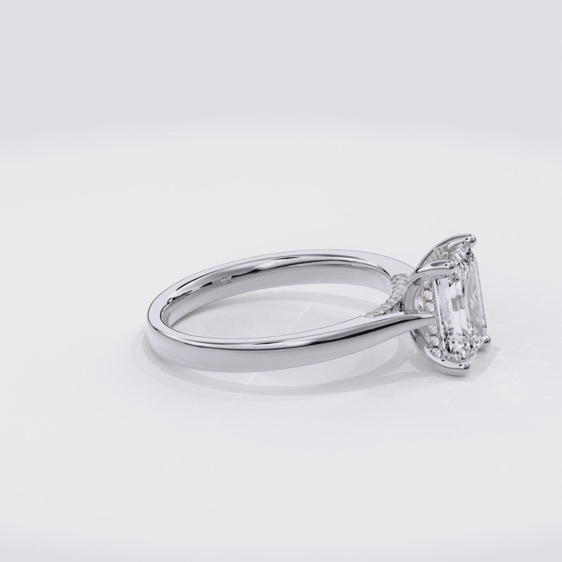 Elara Hidden Halo Salitaire Engagement Ring Emerald•White Gold