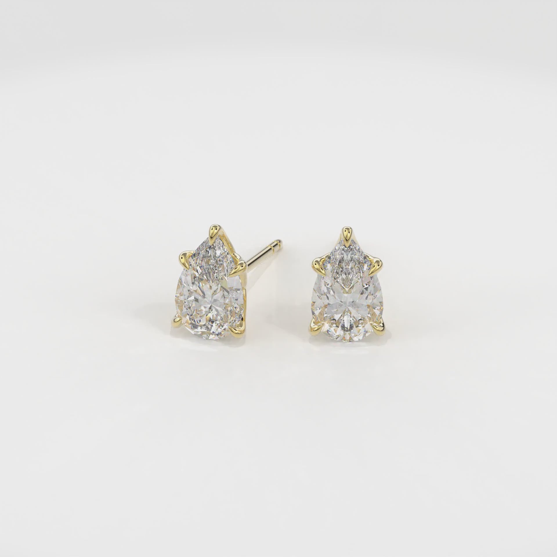Dia Solitaire Single Stud Earring Pear•Yellow Gold