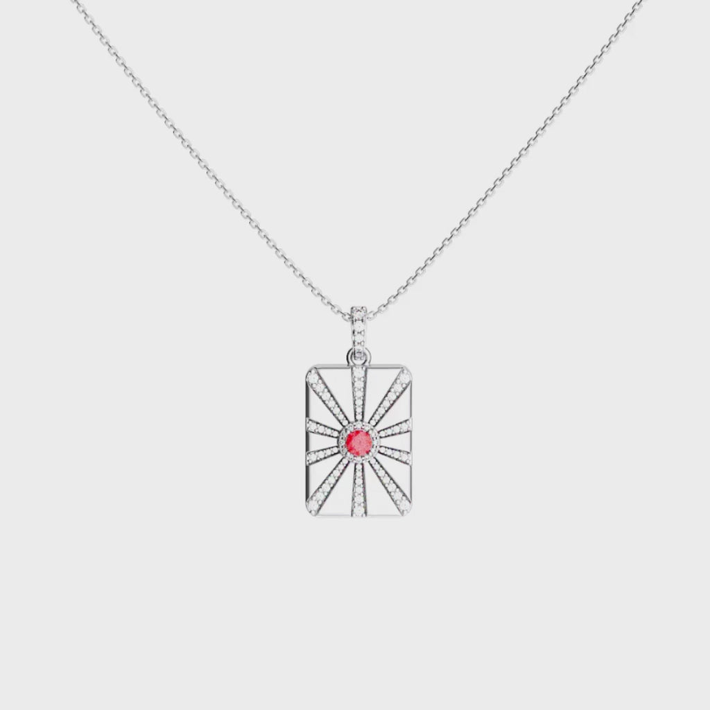 Rhodium Plated Modern Ray Locket SN013