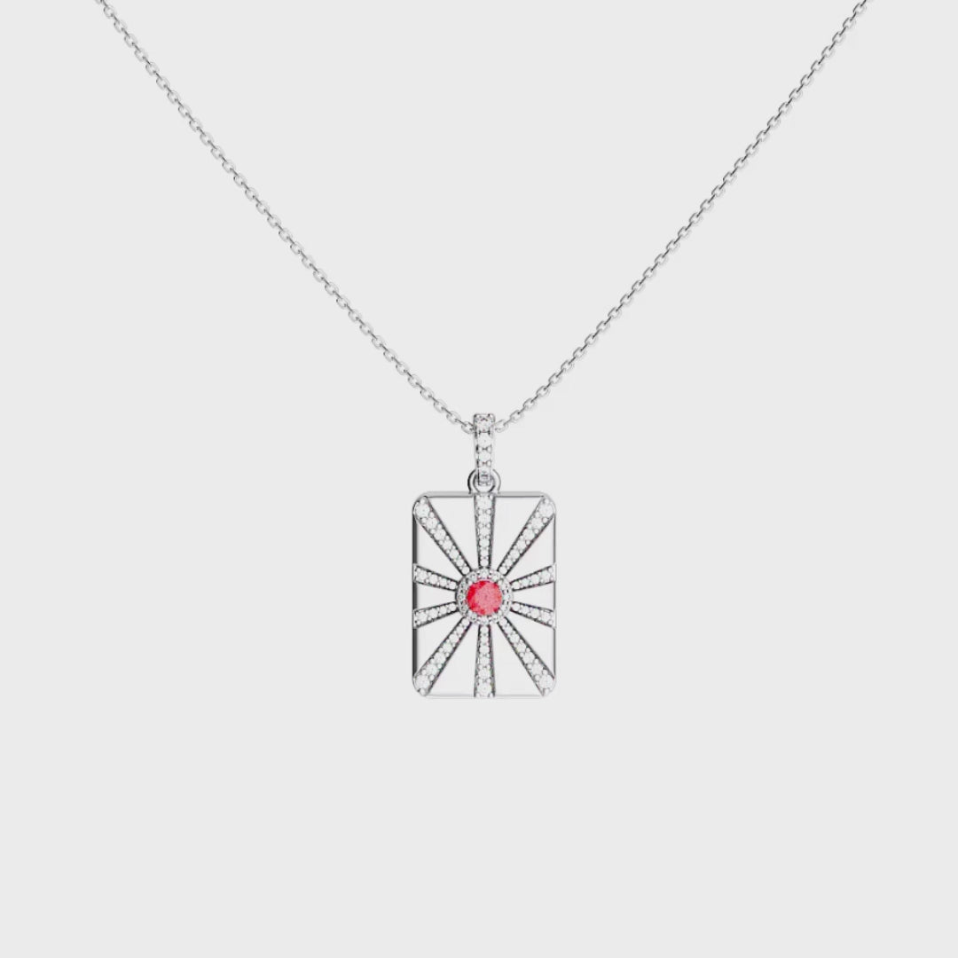 Rhodium Plated Modern Ray Locket SN013