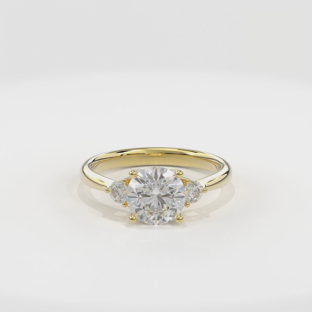Daphnis Three Stones Engagement Ring Round•Yellow Gold