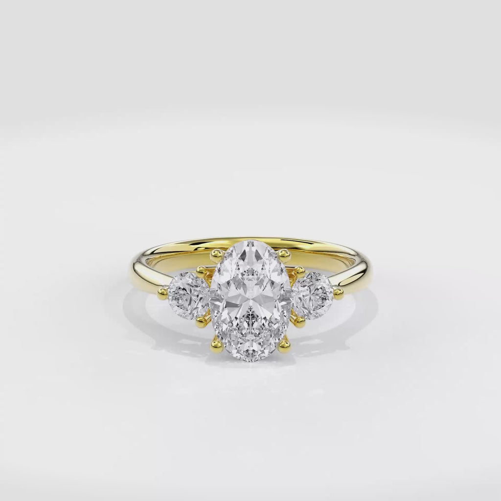 Daphnis Three Stones Engagement Ring Oval•Yellow Gold