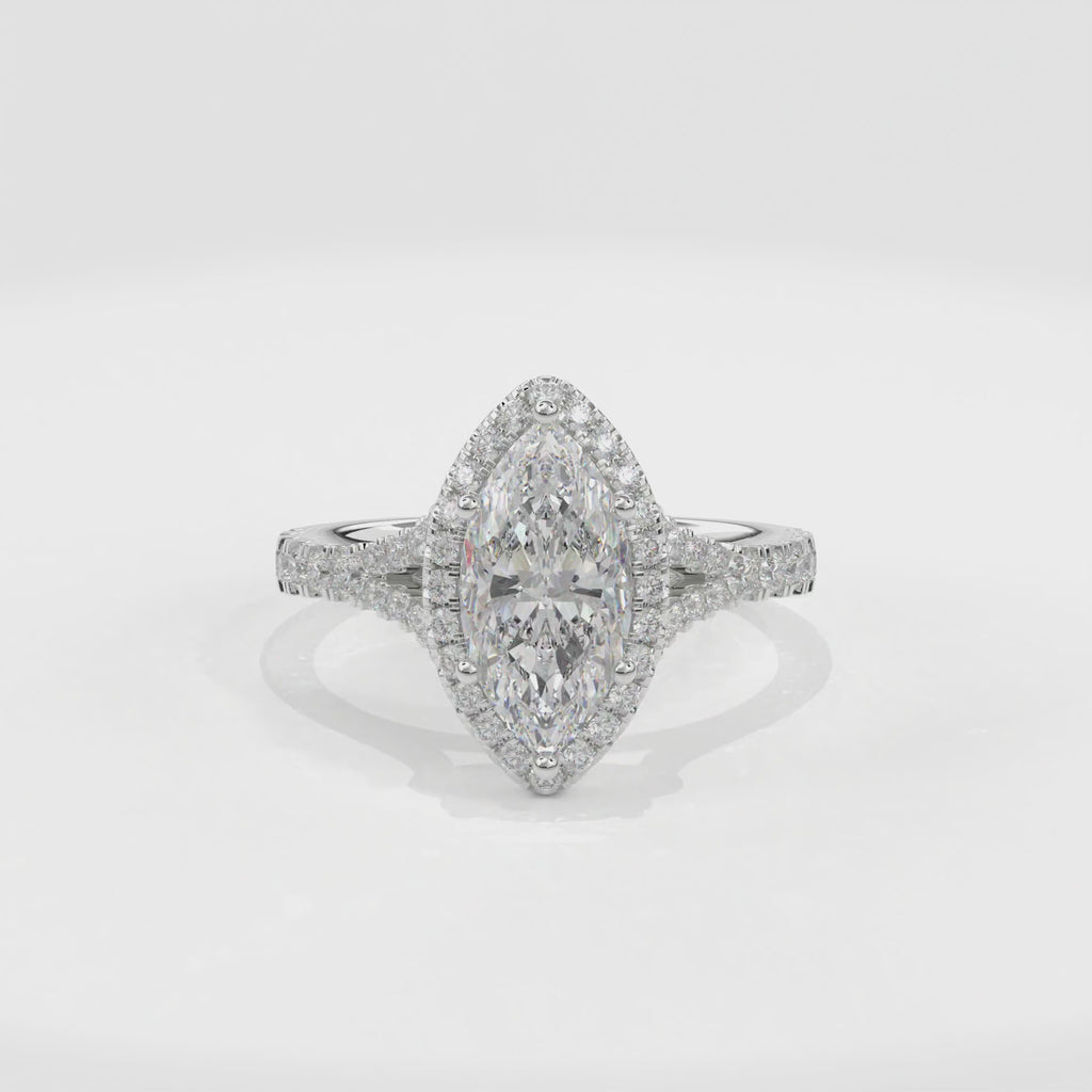 Elara Vintage Inspired Engagement Ring Marquise•White Gold