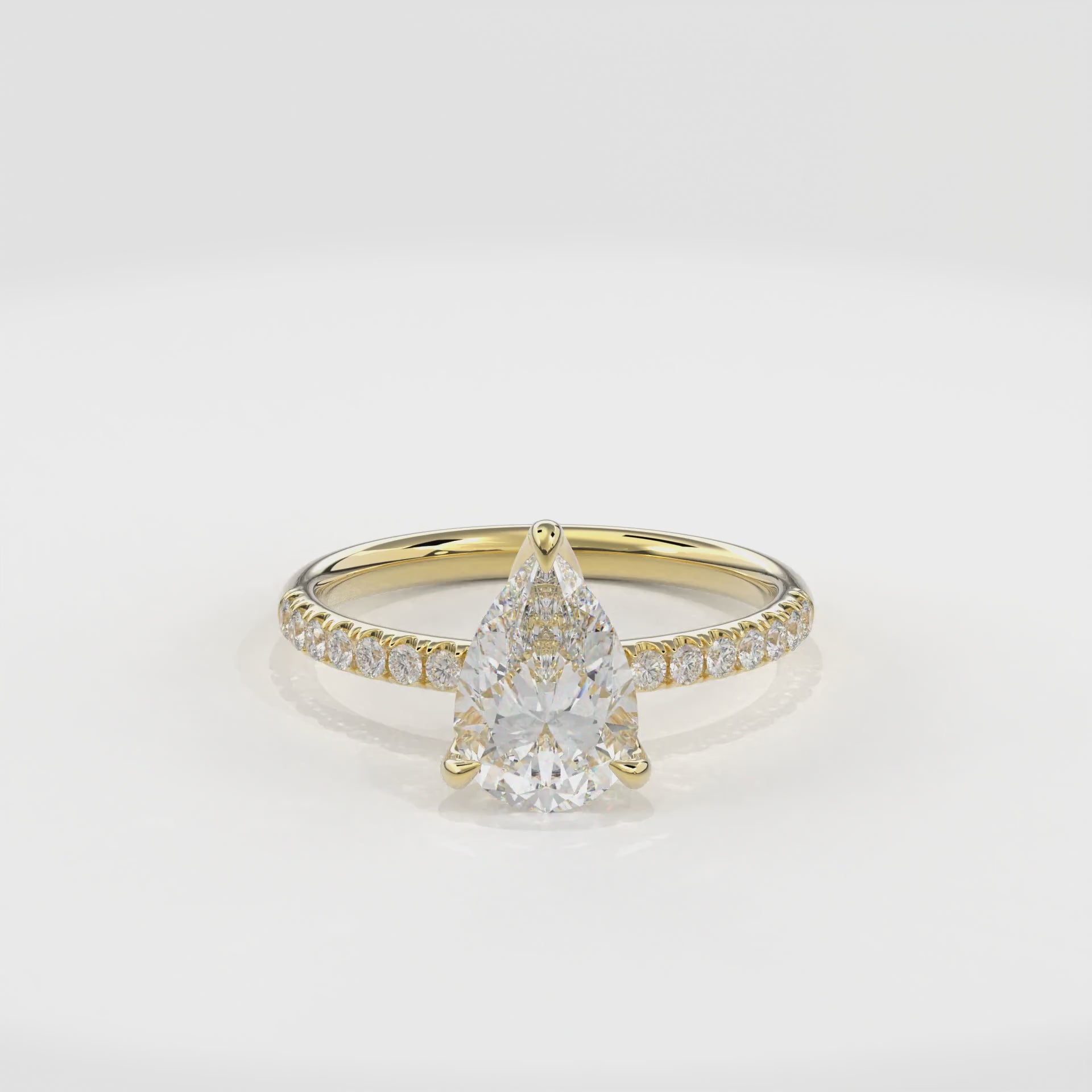 Dia Solitaire Pave Engagement Ring Pear•Yellow Gold