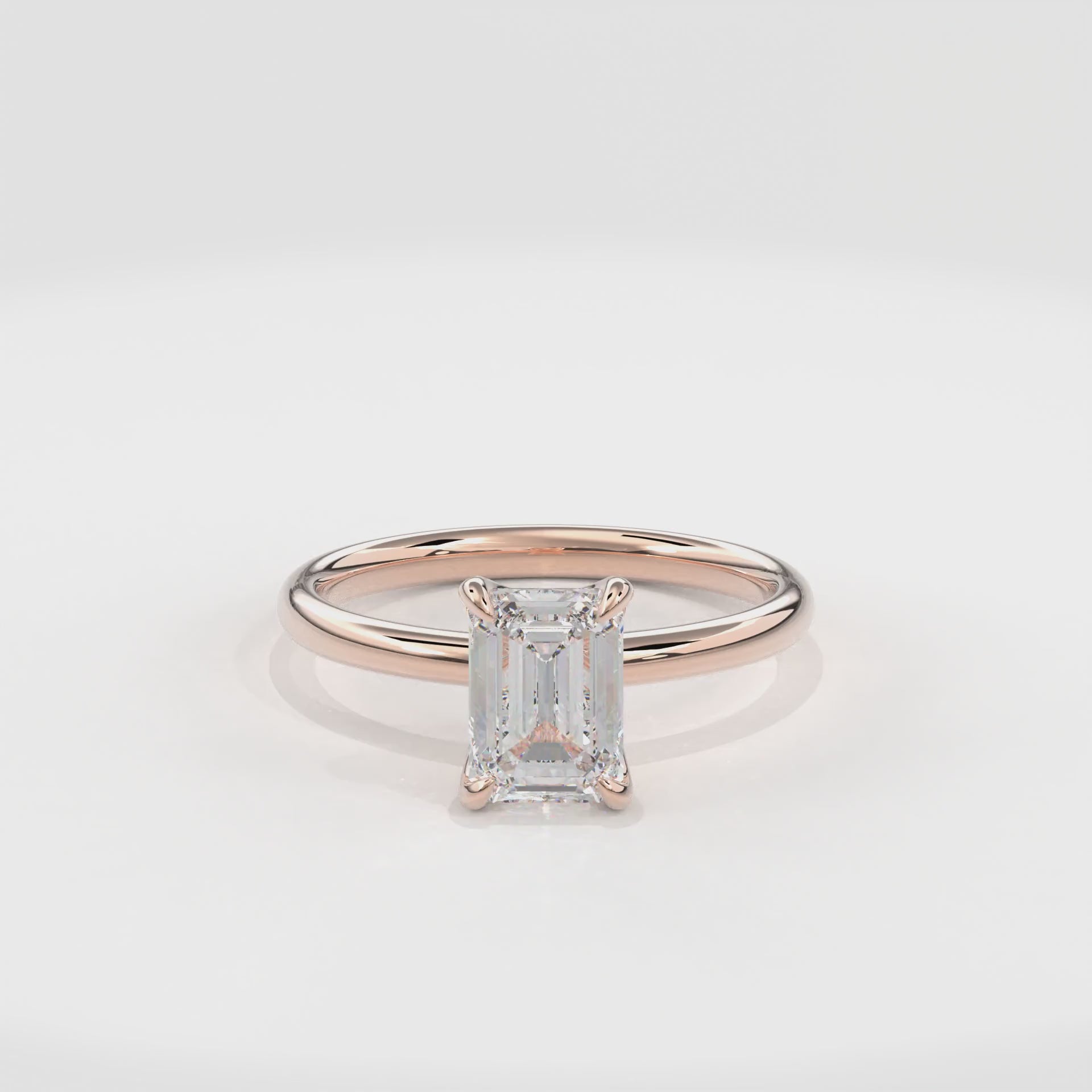 Dia Solitaire Engagement Ring Emerald•Rose Gold