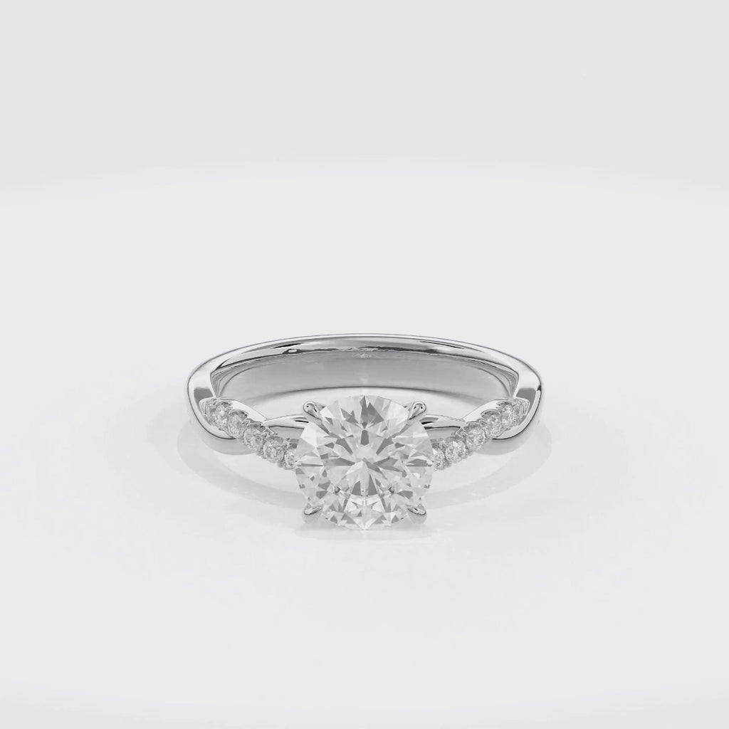 Rhea Twisted Pave Engagement Ring Round•White Gold