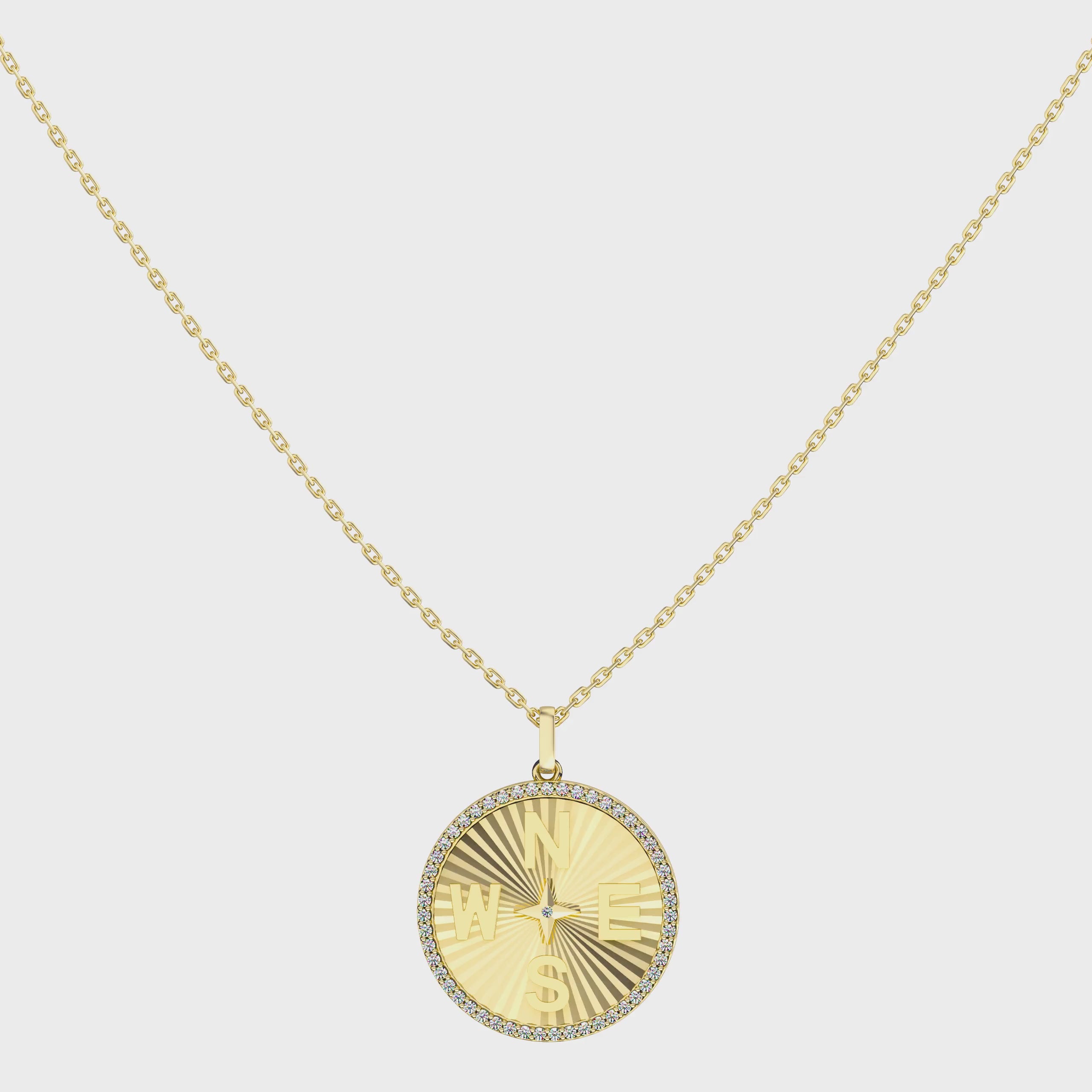 18k Gold Plated Personal Story Medallion Necklace – Lucky Symbol & Engravable（Pleated）AW24N007A