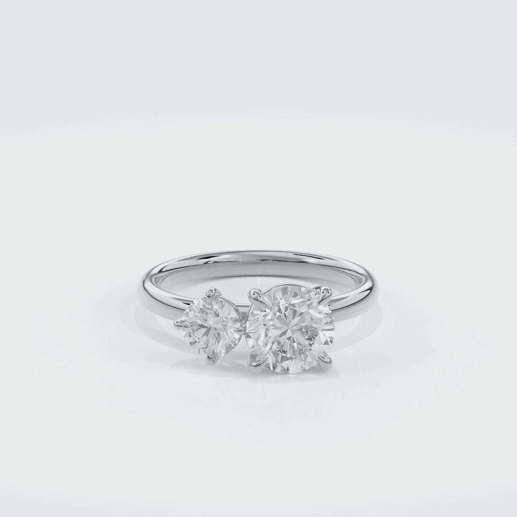 Callisto Two Stones Engagement Ring Round•White Gold