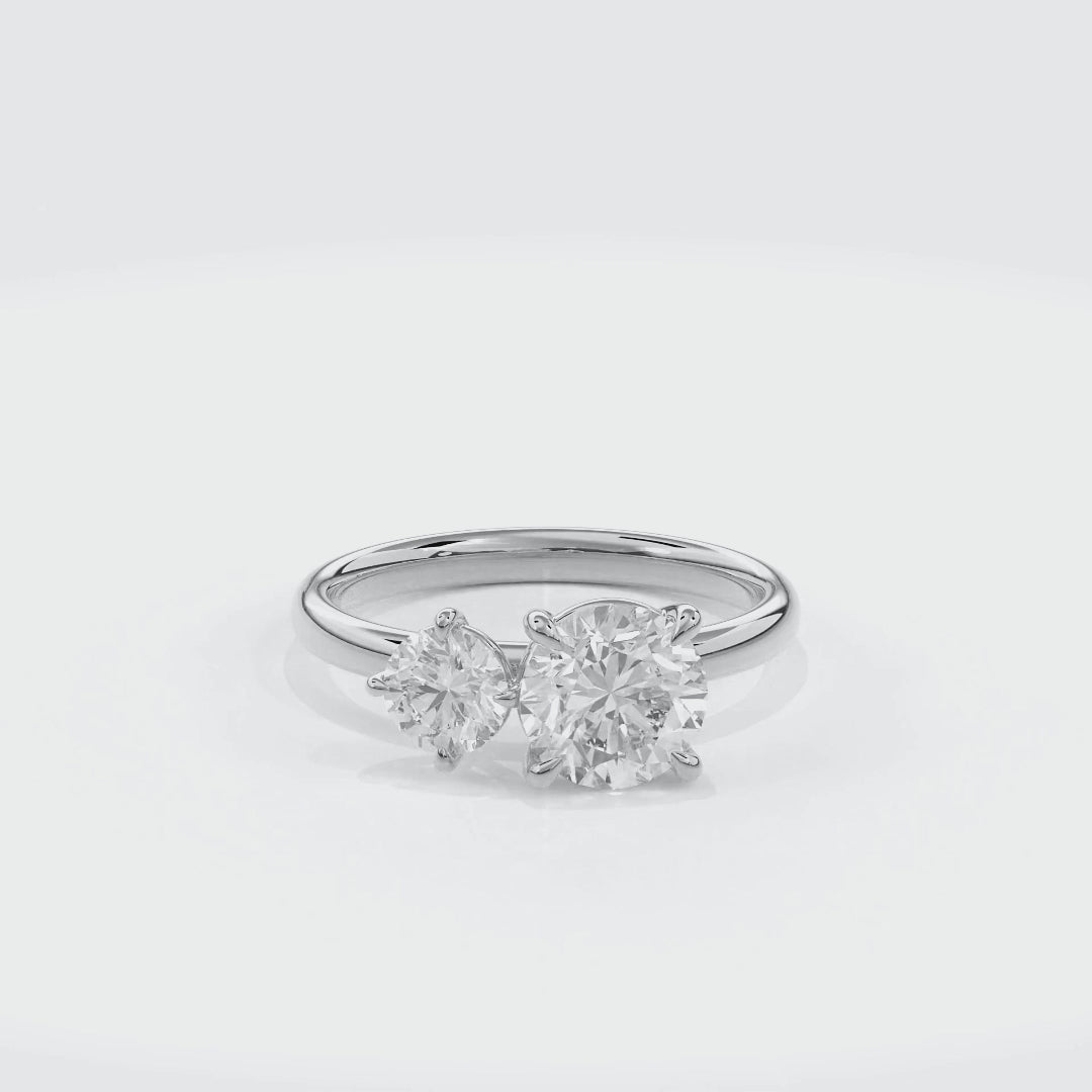 Callisto Two Stones Engagement Ring Round•White Gold
