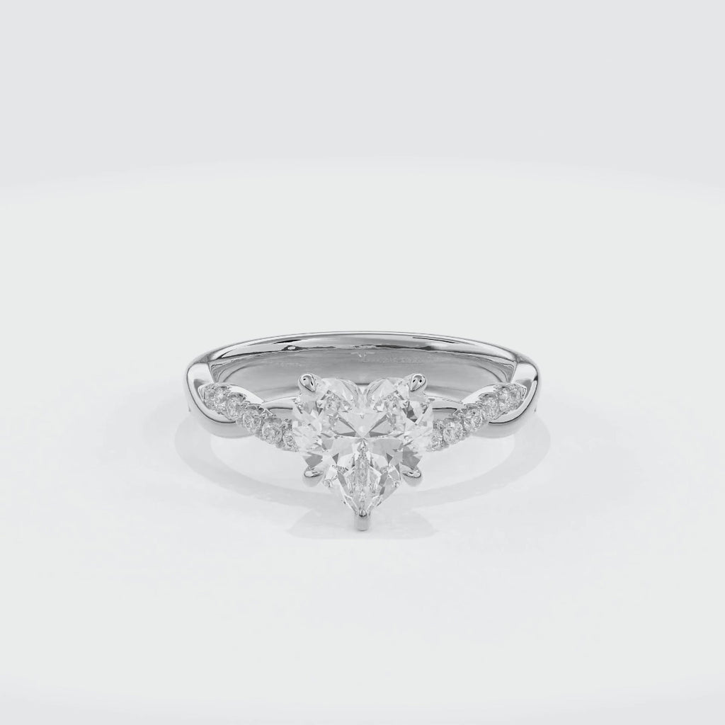 Rhea Twisted Pave Engagement Ring Heart•White Gold
