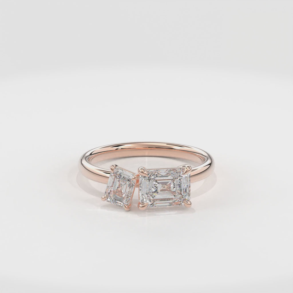 Callisto Two Stones Engagement Ring Emerald•Rose Gold