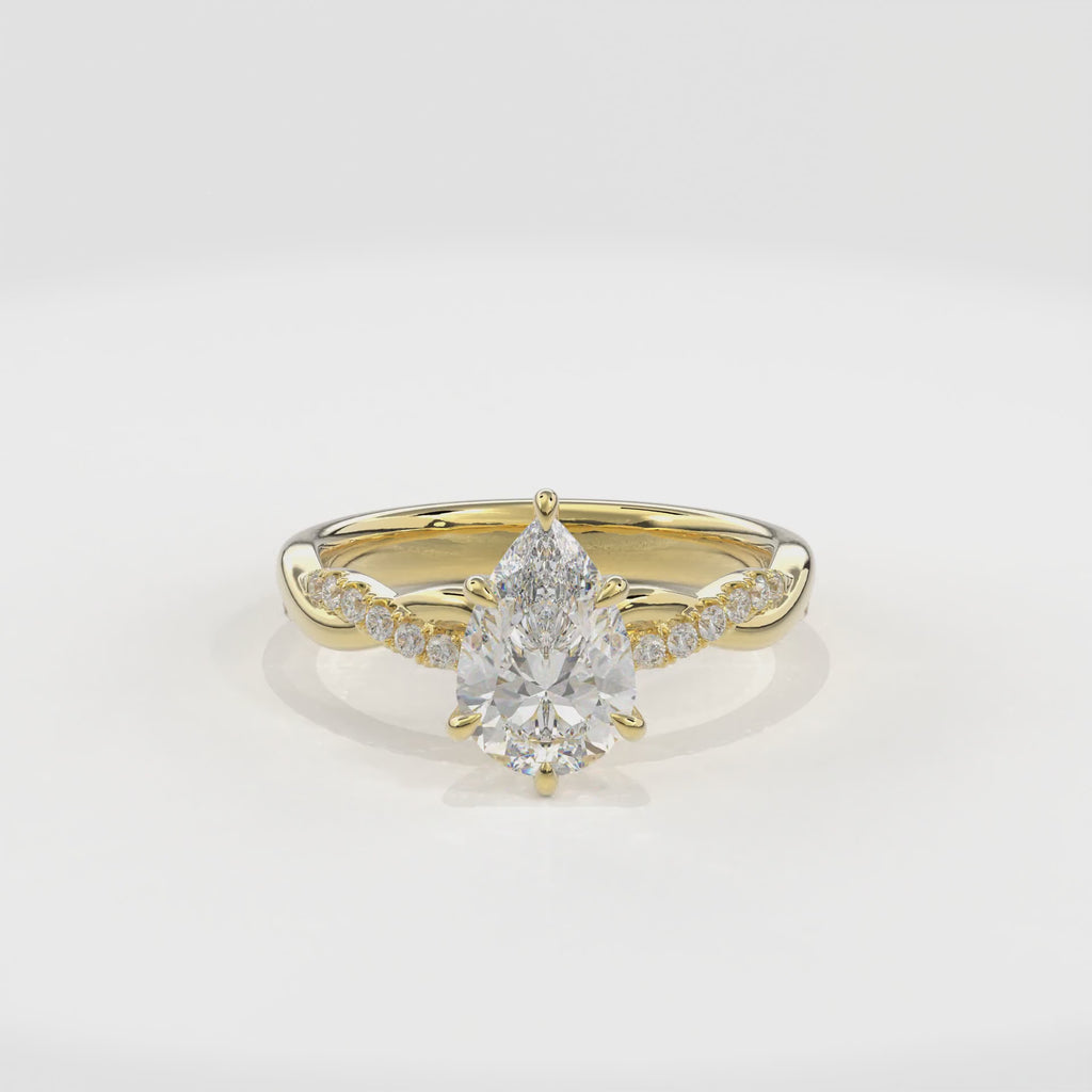 Rhea Twisted Pave Engagement Ring Pear•Yellow Gold